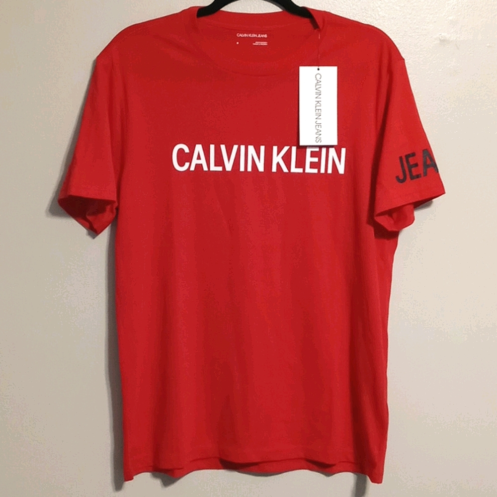 Calvin Klein Jeans Men's Red Shirt Size M